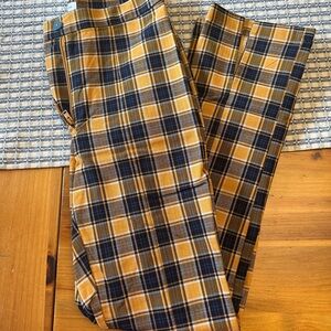 Women’s Plaid Casual Pants in Mustard and Navy